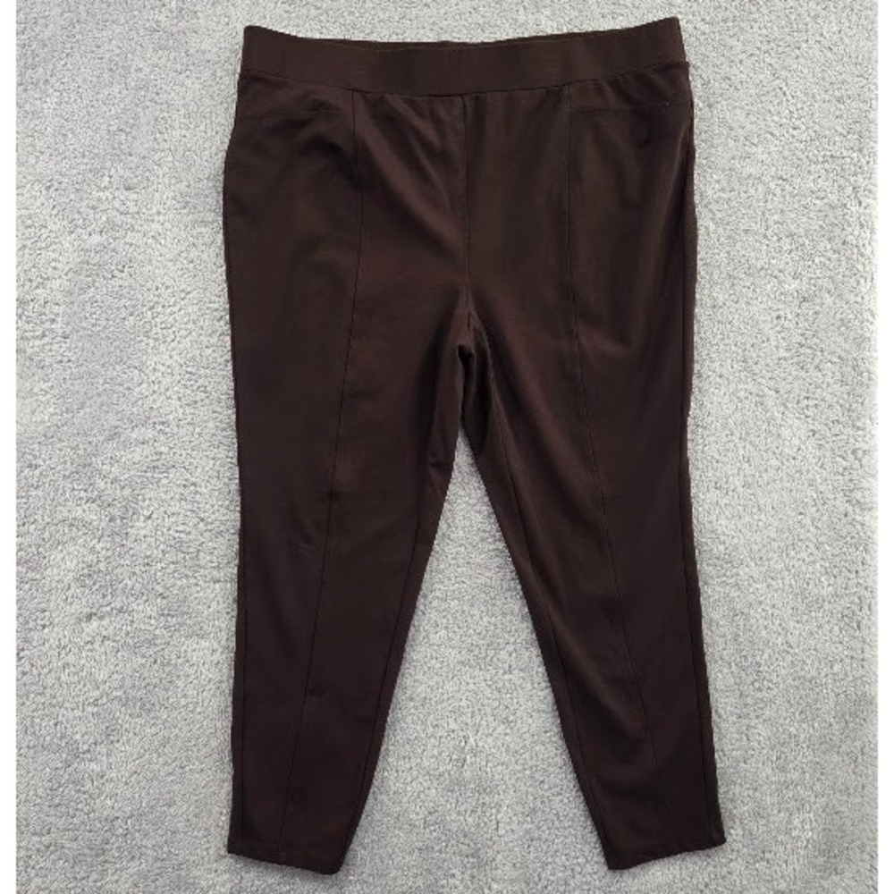 Intro Love The Fit Ponte Pants Women's 3X Chocolate Brown Stretch Front Seam